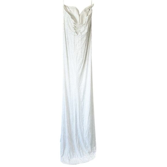 New Fashion Nova Novalux White Studded Strapless Maxi Dress Gown Size 2X - Picture 4 of 8